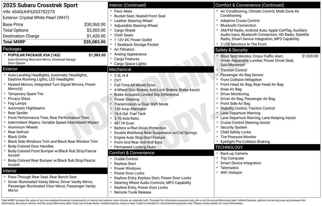 2025 Subaru Crosstrek Sport