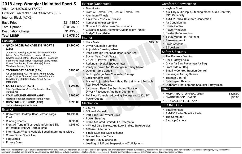 2018 Jeep Wrangler Unlimited Sport S