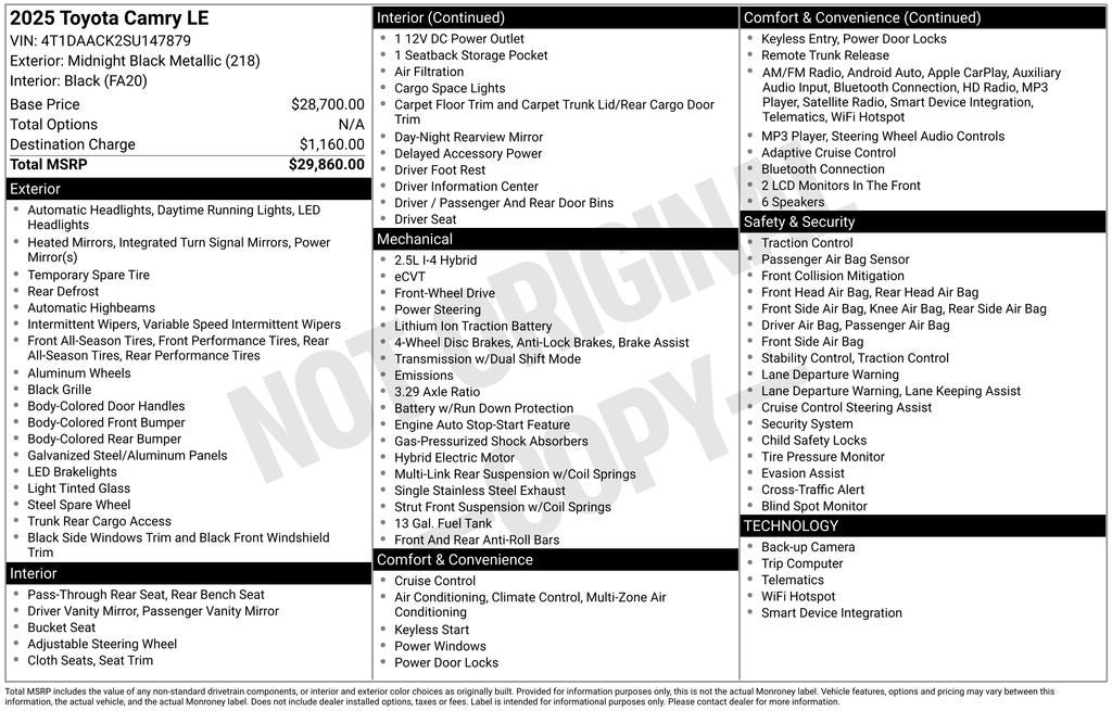 2025 Toyota CAMRY LE