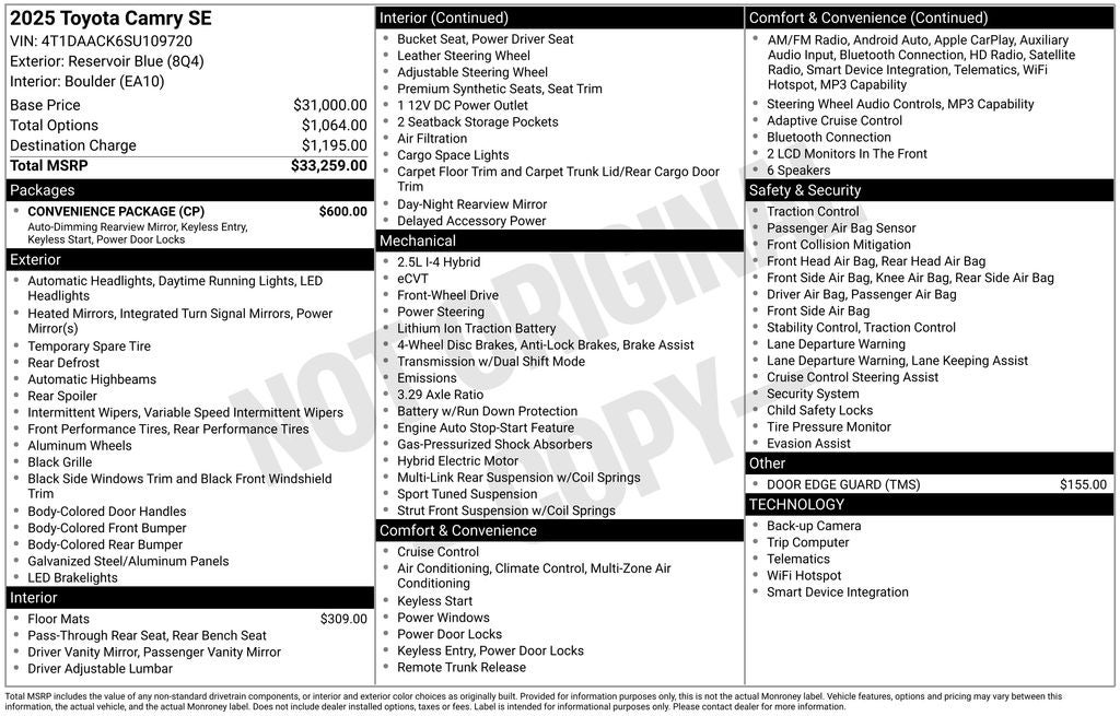 2025 Toyota CAMRY SE