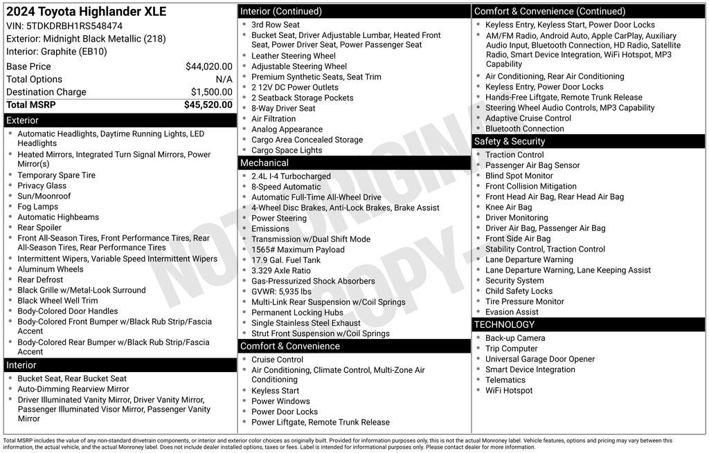 2024 Toyota Highlander XLE