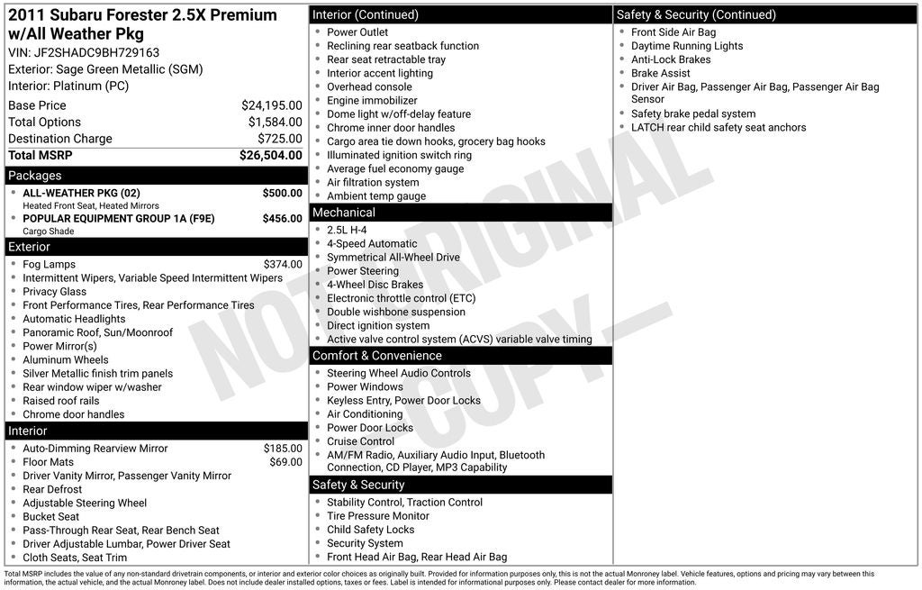 2011 Subaru Forester 2.5X Premium