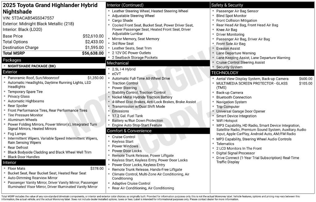 2025 Toyota Grand Highlander Hybrid Nightshade Edition