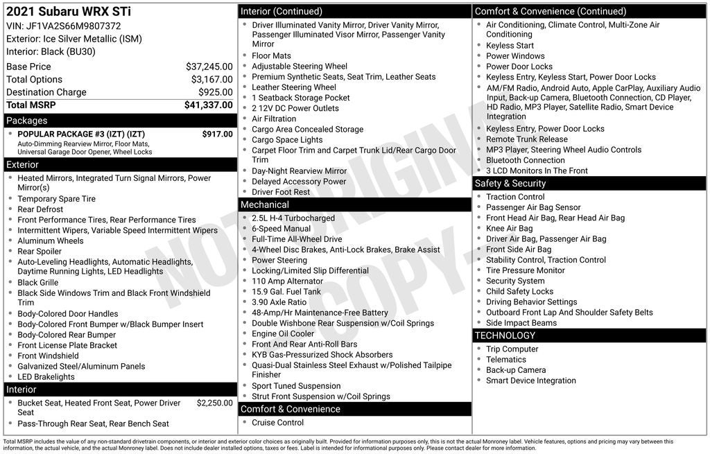 2021 Subaru WRX STi