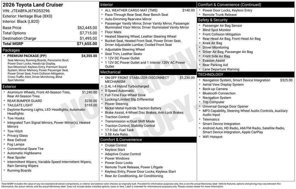 2026 Toyota LAND CRUISER Base