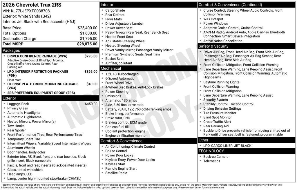 2026 Chevrolet Trax 2RS